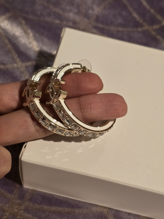 chanel crystal chanel circle earrings